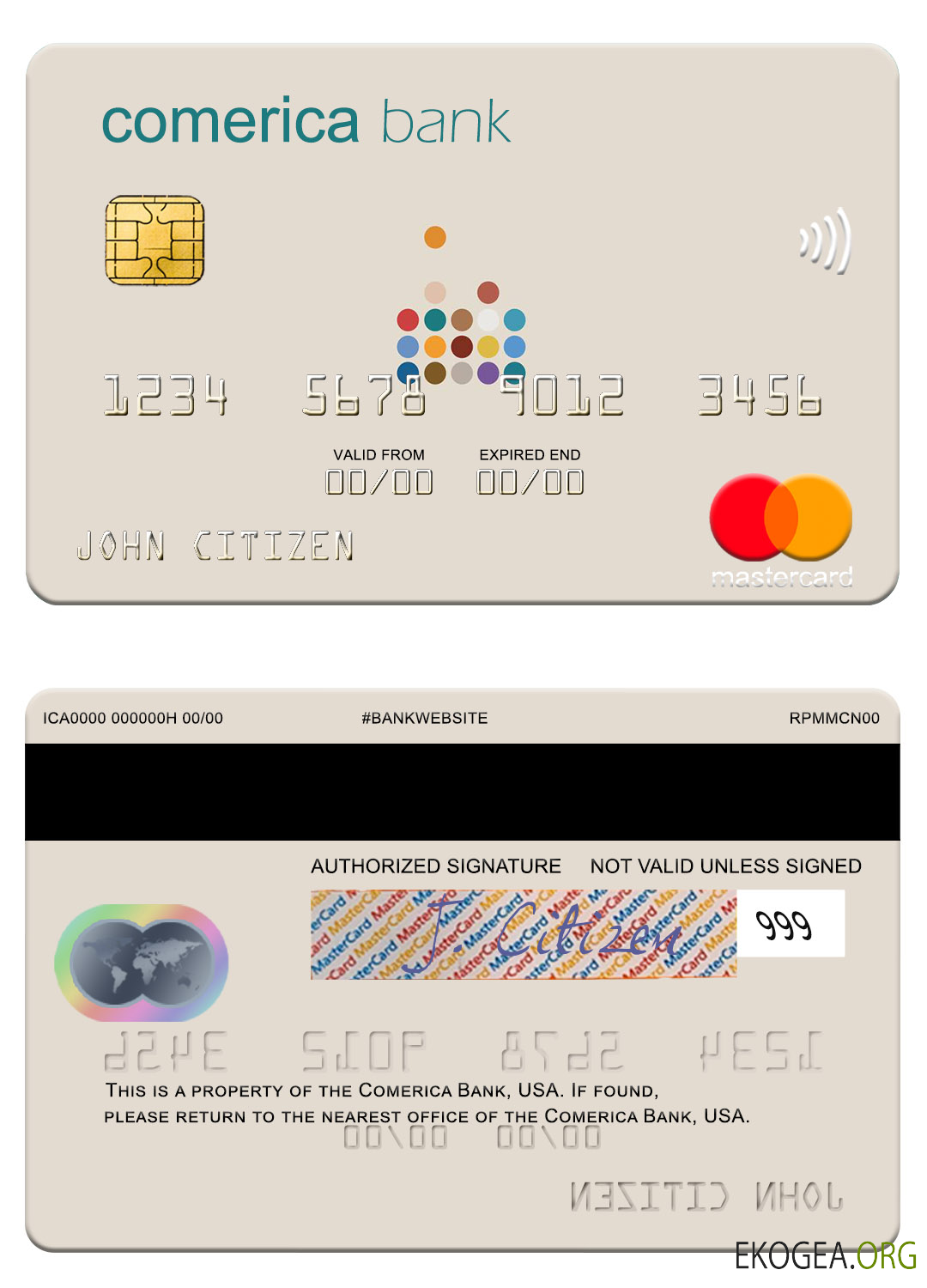 Carte Mastercard de la Comerica Bank des États Unis